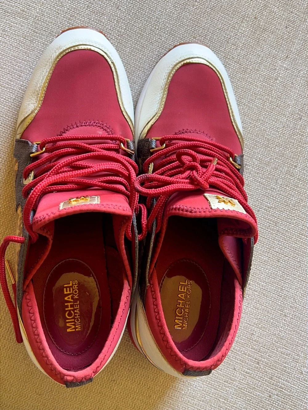 Michael Kors Women’s Burgundy Logo Trainer Sneakers Size 8.5